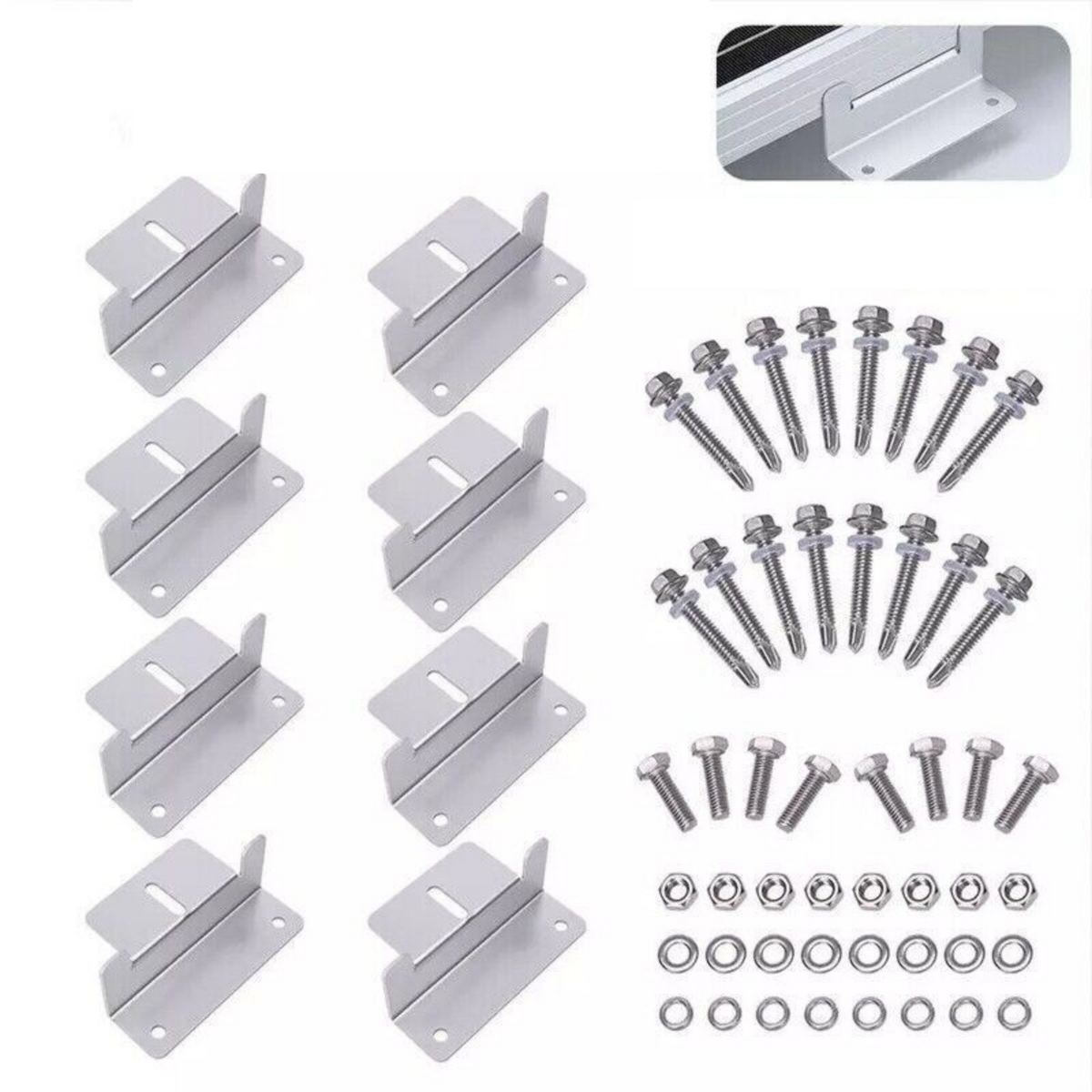 Z Bracket Set 8PCS Solar Panel Mounting For Flat Roof Wall Mount Kit Aluminum