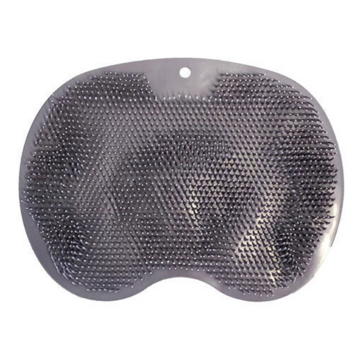 Grey Brush Cleaning Mat Shower Bath Foot Back Body Scrubber Massager Pad