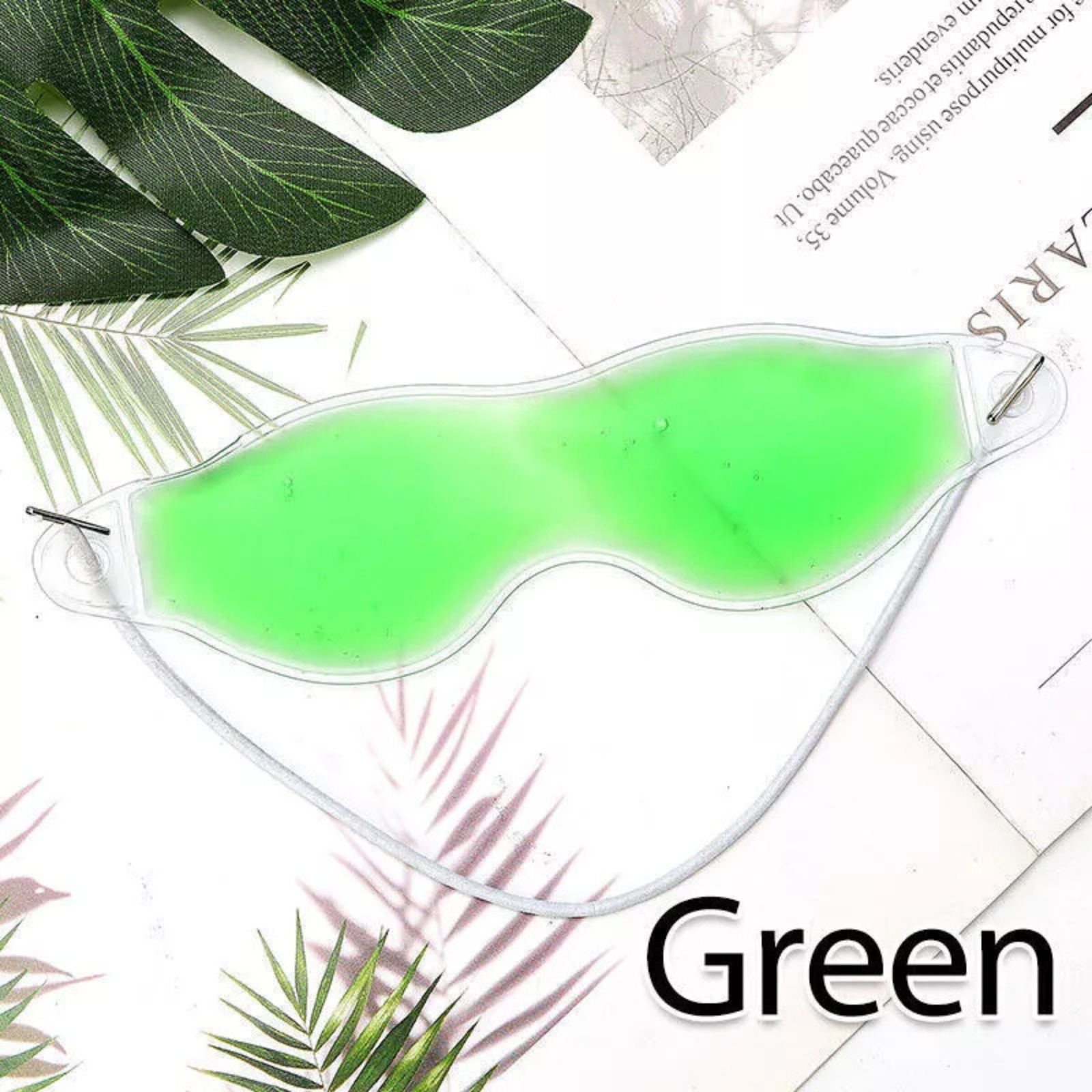 Ice Cool Pad Puffiness Headache Relaxing Gel Eye Mask Warm Hot Heat Green 1x