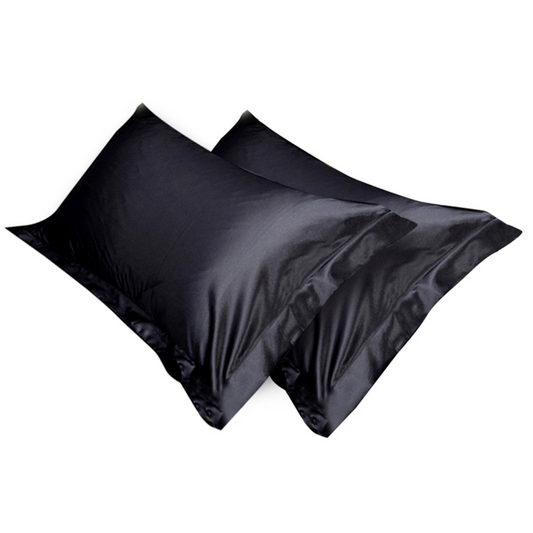 Standard Bedding Smooth Soft Pillowcase Black 2Pcs Silk Satin Pillow Case Cover