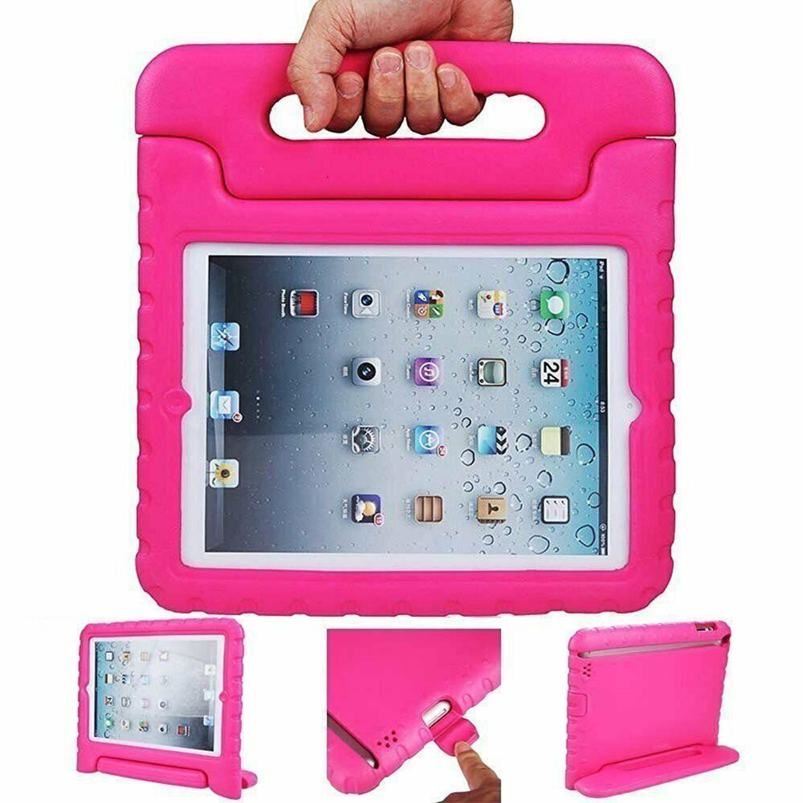 iPad 10.2 9th Gen Kids Shockproof EVA Case Stand Cover Pink