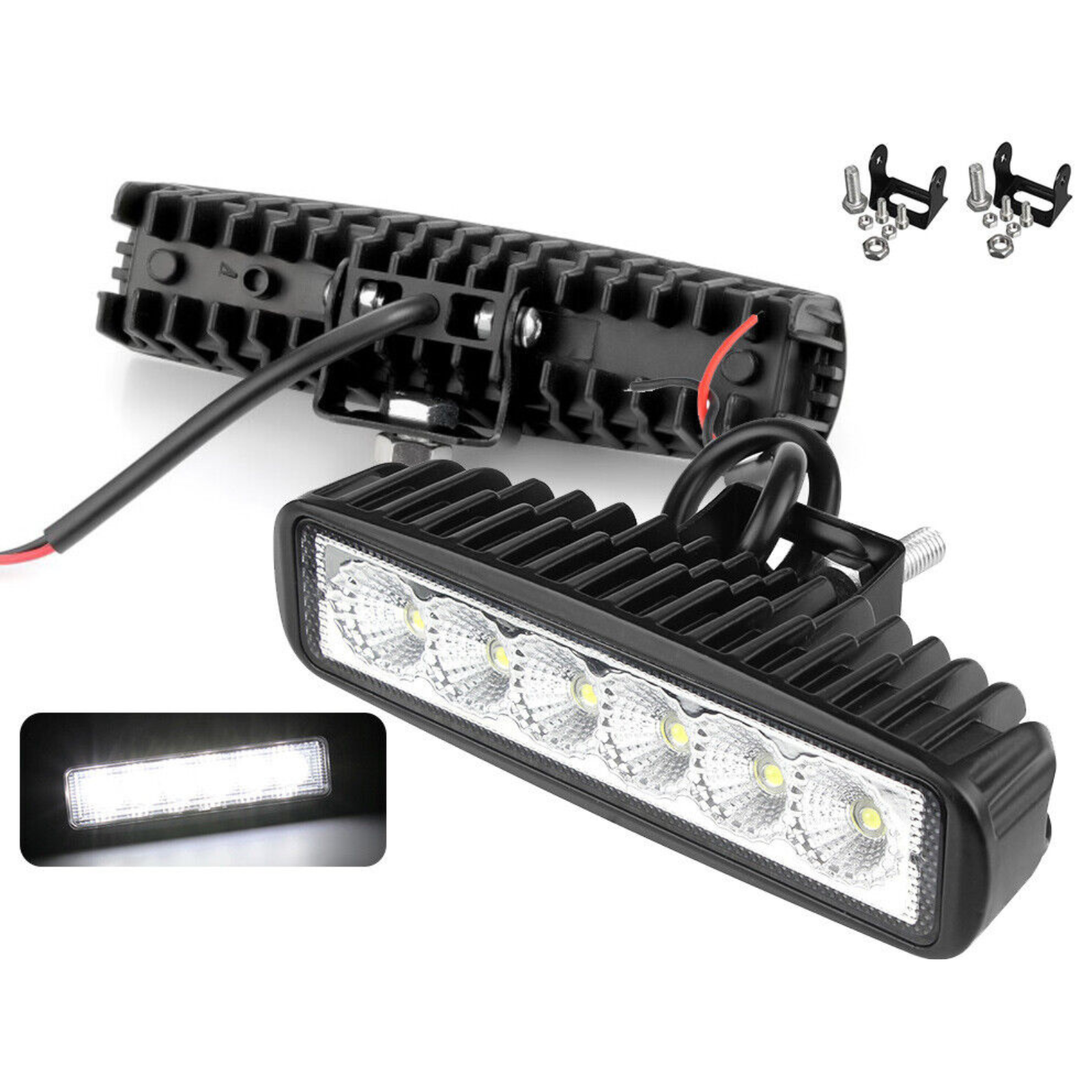 CREE Spot Flood LED Light Bar 2X 6 Inch Work Lights Reverse 4WD 12V 24V Spread