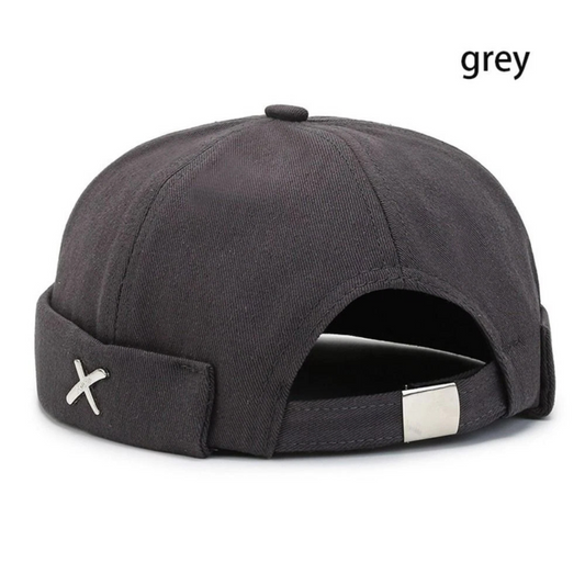 Solid Color Melon Beanie Cap Winter Washed Style Brimless Docker Cap Grey