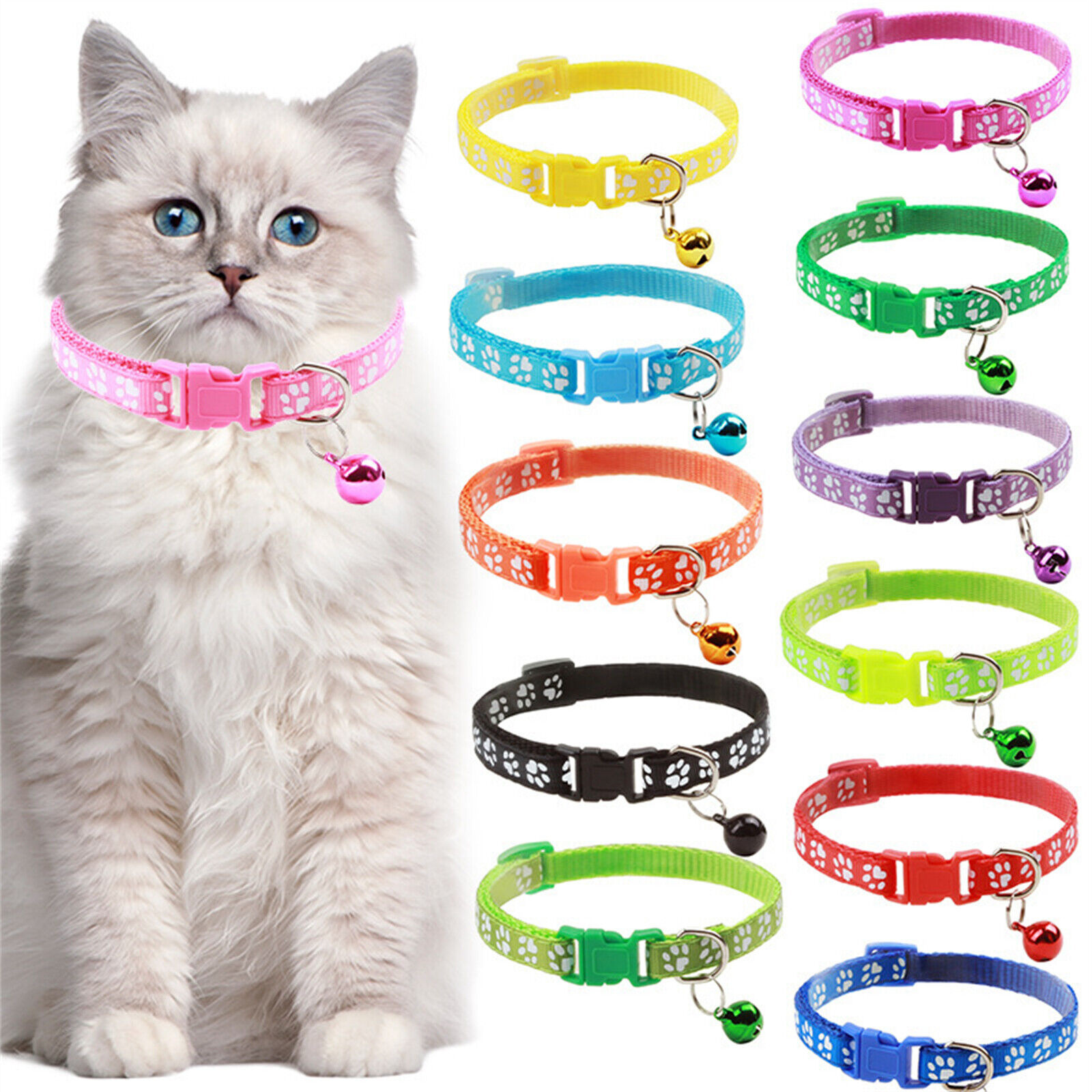12pcs Adjustable Collar Bell Colours Pet Puppy Kitten Whelping ID Dog Ca