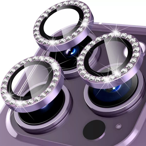 Metal Glass Screen Protector Camera Lens For Iphone 15 Pro Diamond Purple