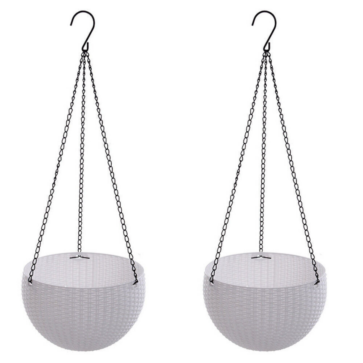 White 2pcs Flower Baskets Planters Hanger Landen Rattan Hanging Plant Pots