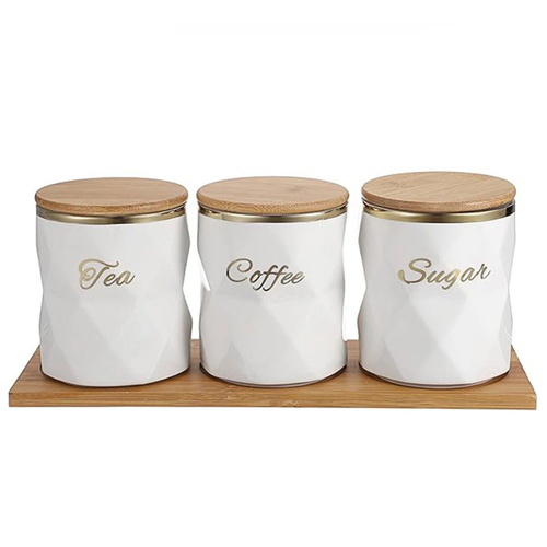 White Ceramic Coffee Jar Sealed Kitchen Spice Container Airtight Food Storage