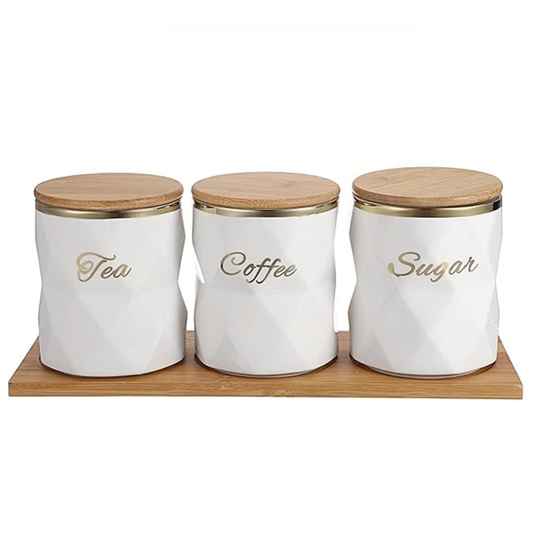 White Ceramic Coffee Jar Sealed Kitchen Spice Container Airtight Food Storage