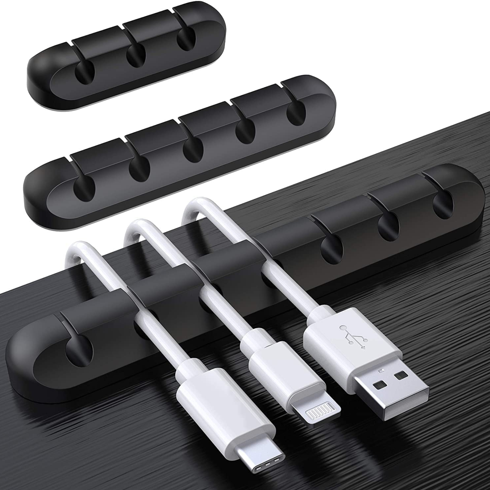 3x Cable Clips Organizer Cord Management USB Charge Cable Holder Desk Cable