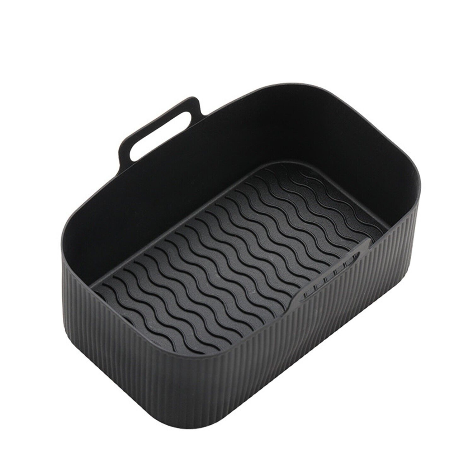 Black Rectangle Reusable Baking Tray Air Fryer Durable Silicone Pot Basket Liner