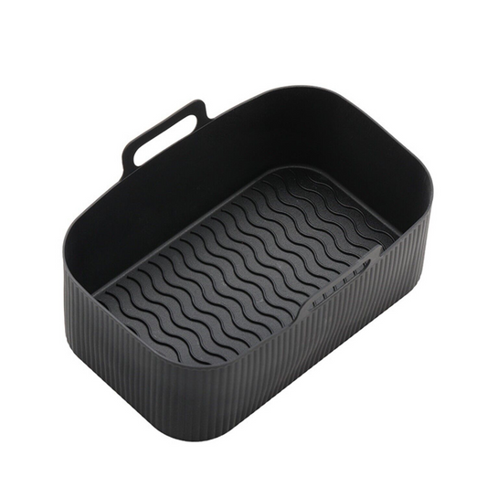 Black Rectangle Reusable Baking Tray Air Fryer Durable Silicone Pot Basket Liner