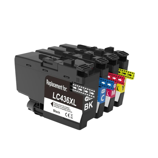 Printer Replacement 4 Pack Compatible Brother LC-436XL High Yield Ink