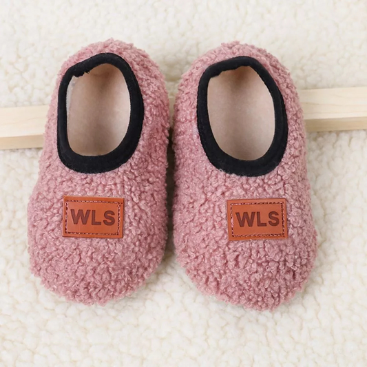 Fashion Slippers Winter Anti-slip Toddler Soft Plush Floor Sock Pink M