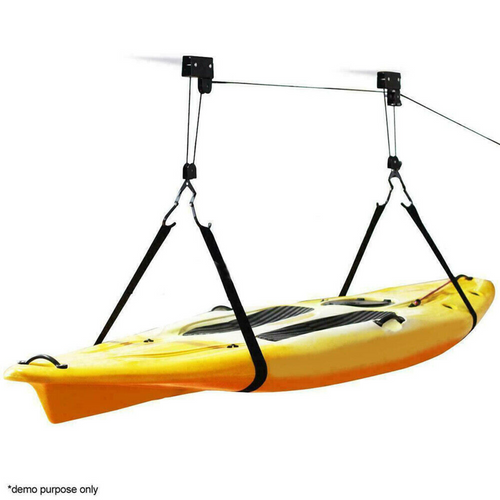 Garage Rack Storage Kayak Hoist Pulley System Bike Lift Ceiling 125LBS Capacity