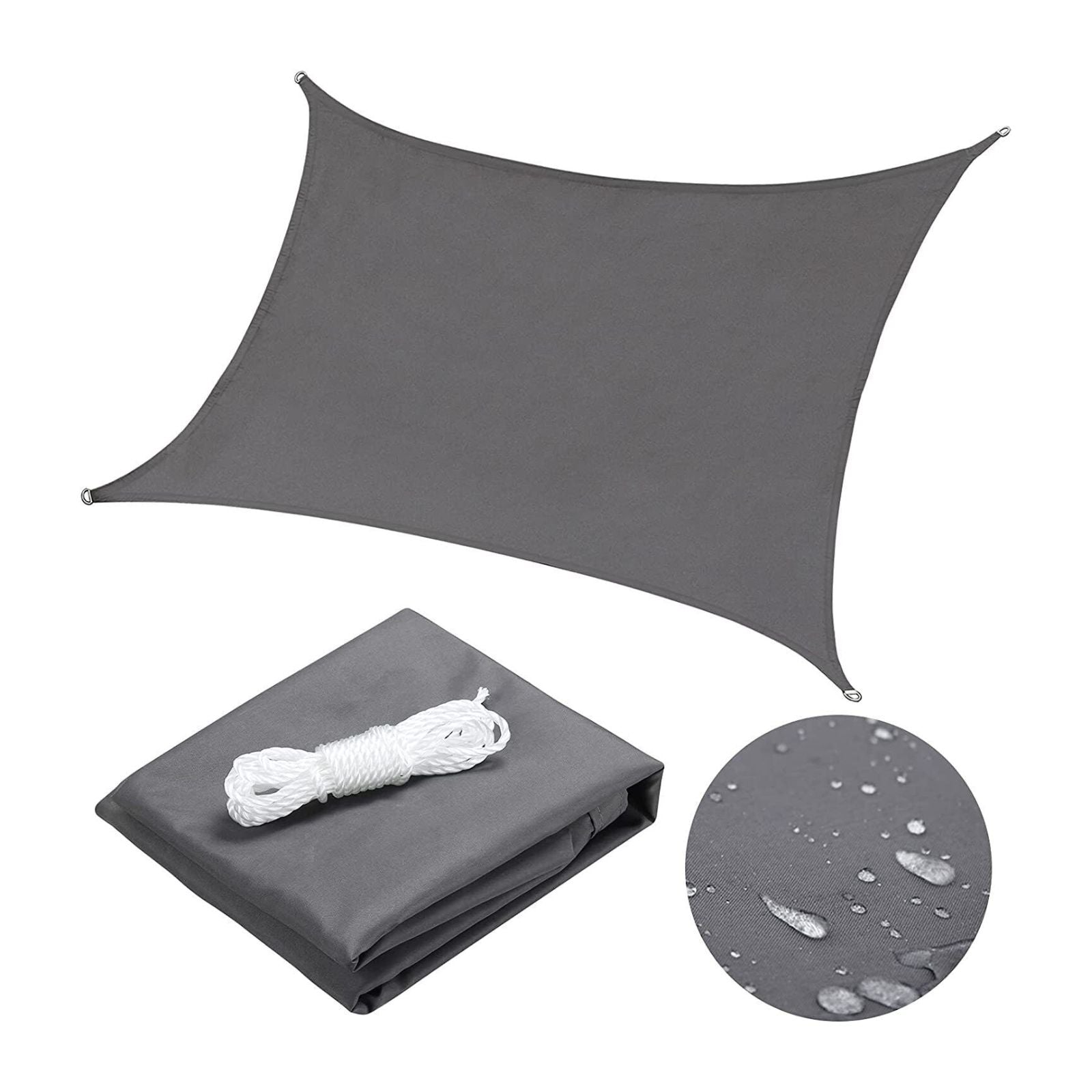 Rectangle Sun Shade 320 GSM 4x6m Extra Heavy Duty 98% UV Block Sail Grey