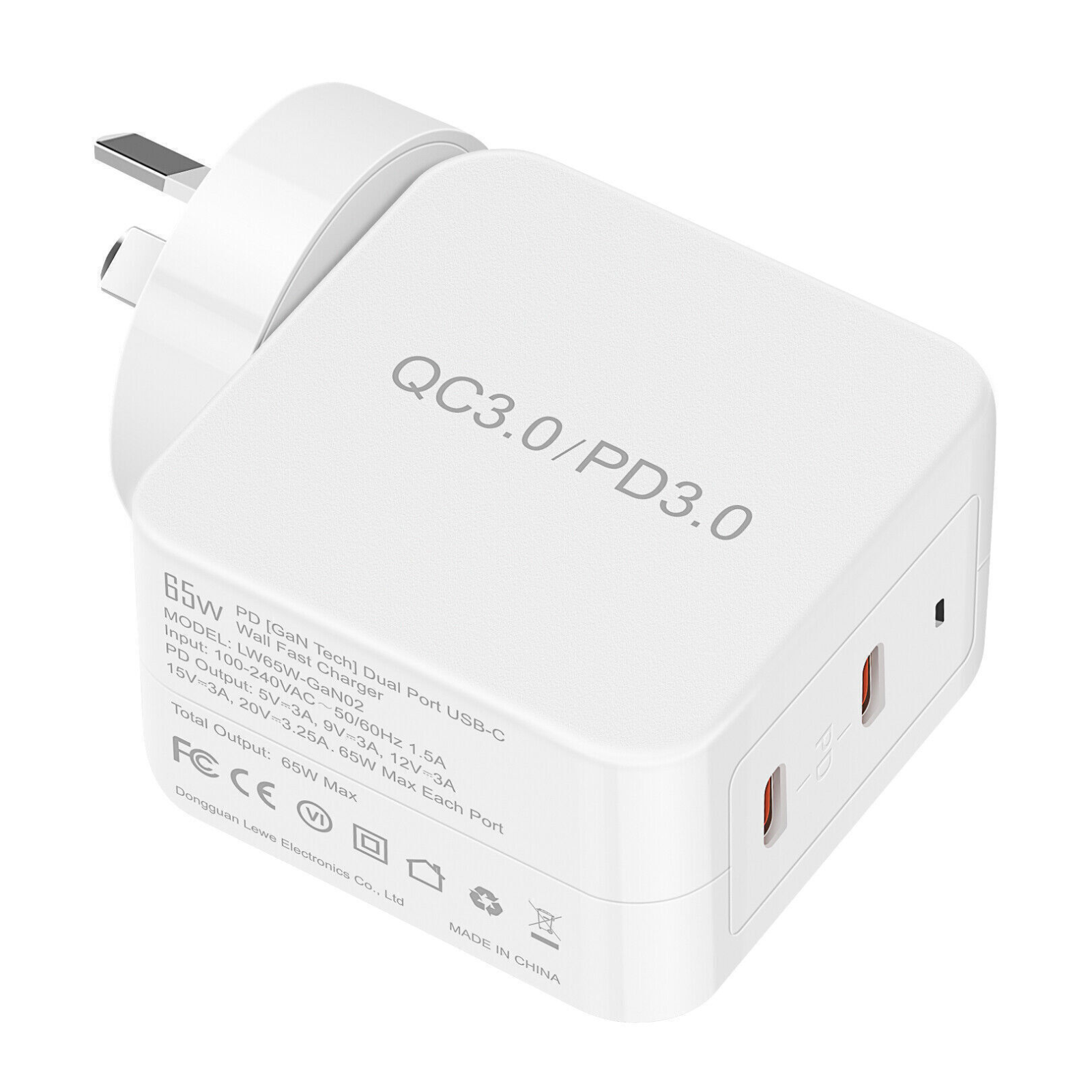 USB C Wall Charger Fast PD Power Adapter 65W GaN Charger