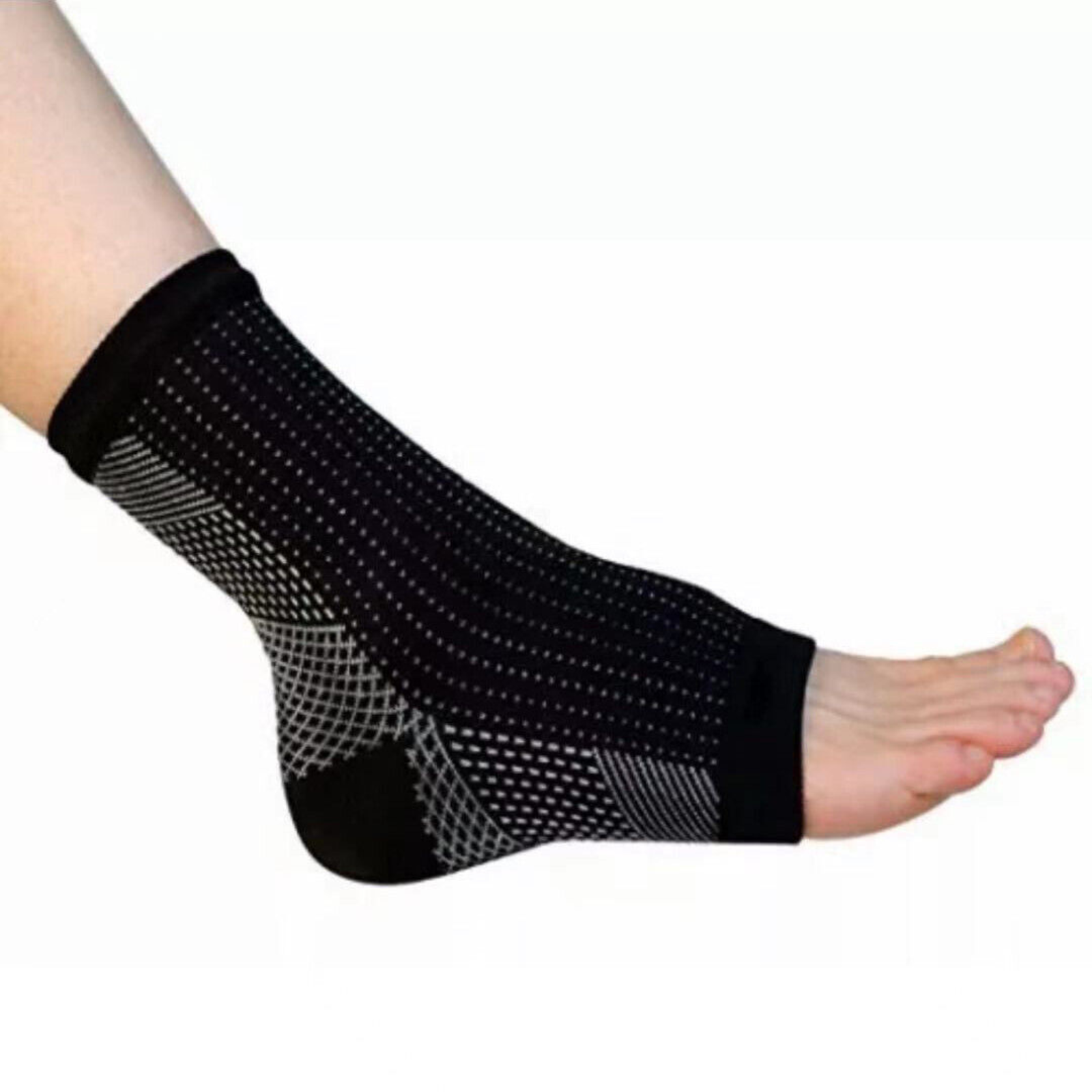2 Pairs Black Plantar Fasciitis Compression Socks for Heel and Ankle Swelling