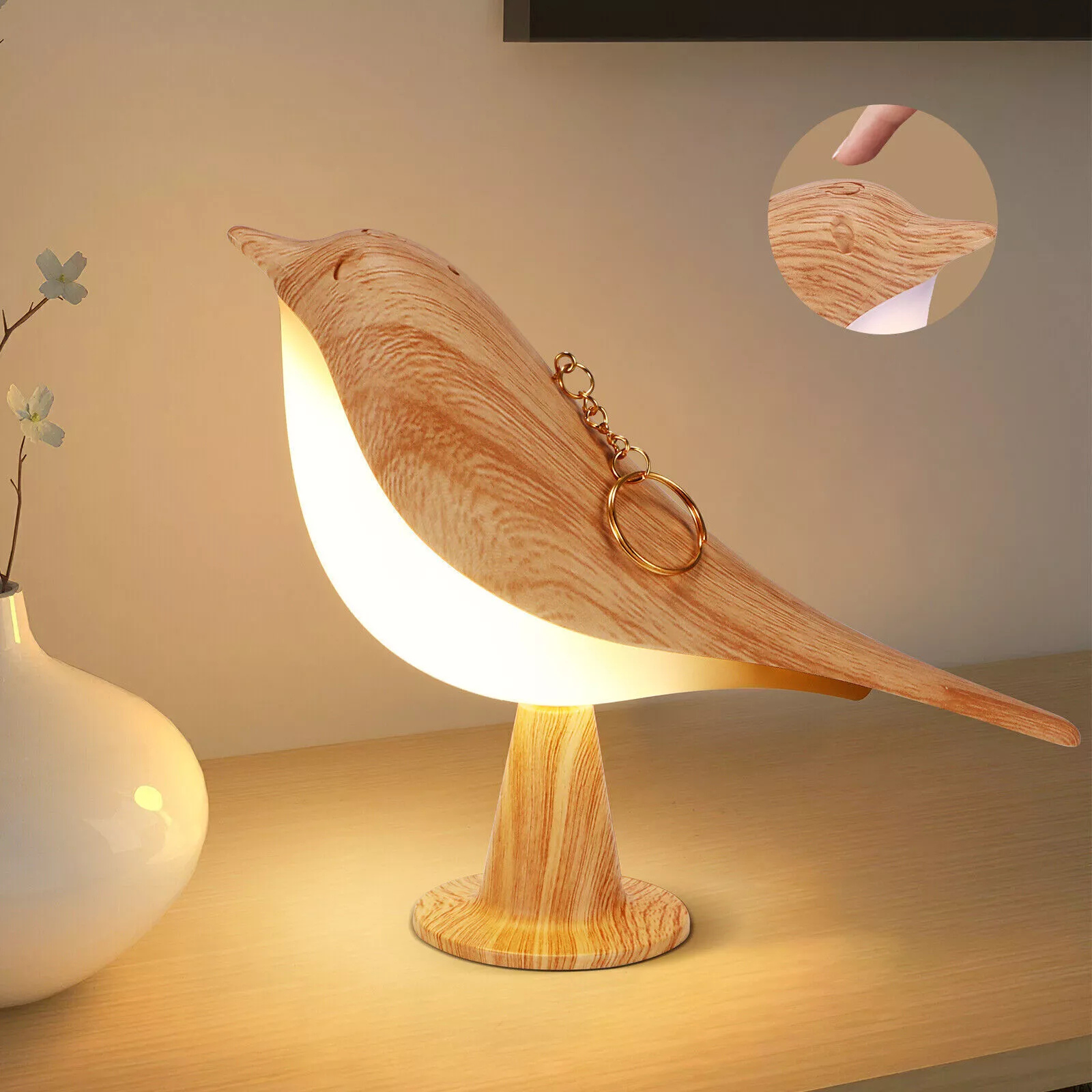 Reading Night Light Bedroom Desk Lamp Bedside Modern Magpie Bird LED Maple