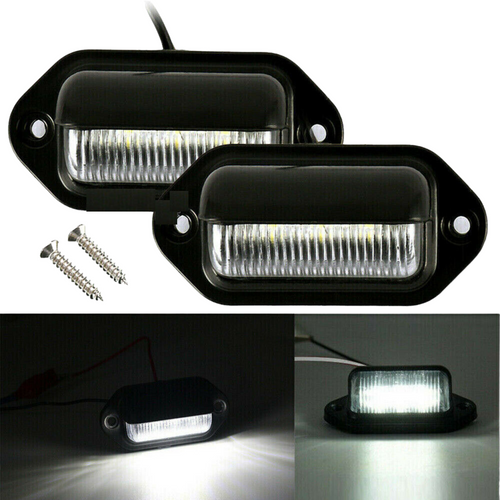 Truck SUV Trailer Lorry 12/24V 2PCS 6 LED License Number Plate Light Lamps