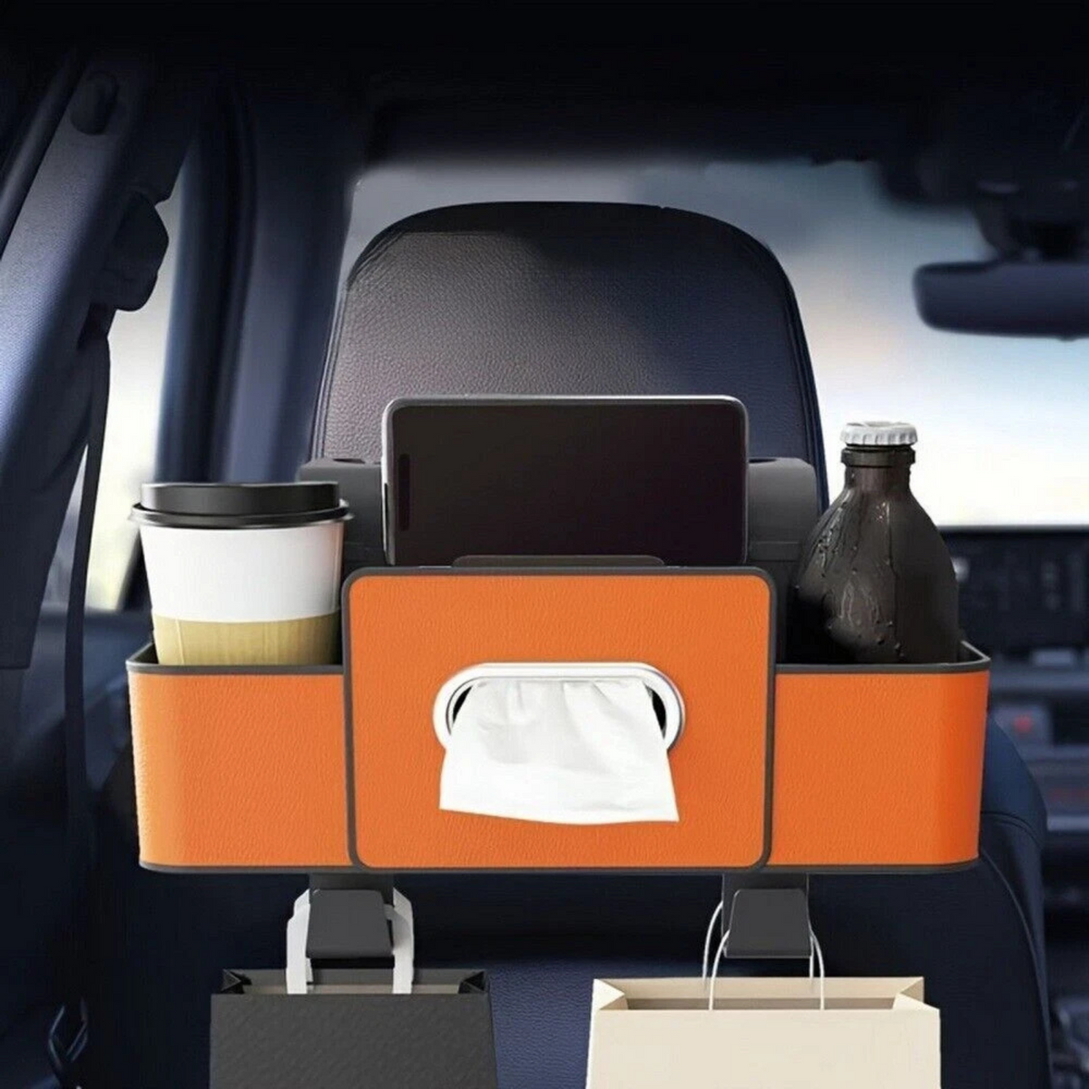 Orange Car Seat Back Multifunctional Storage Box Organizer Holder