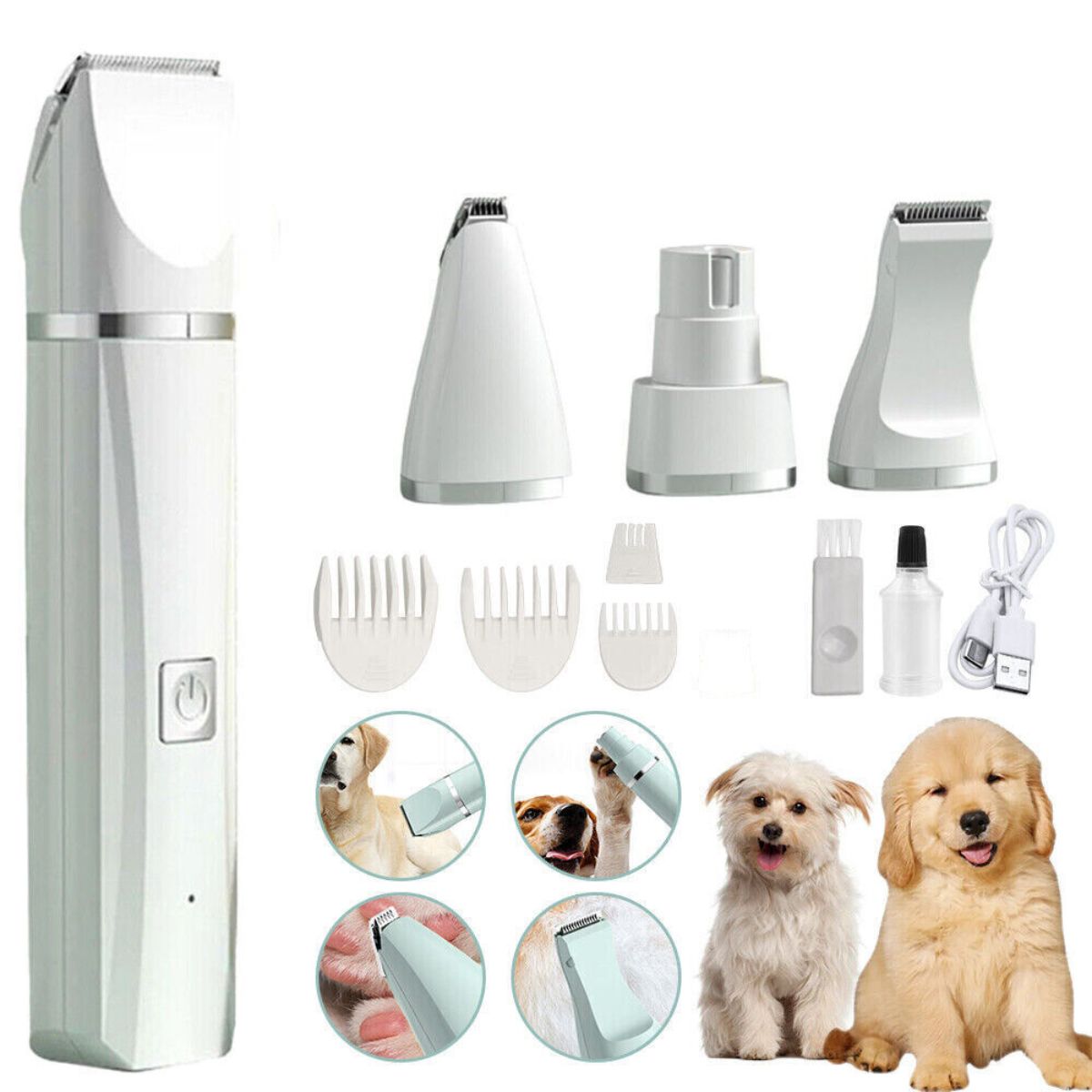 Grooming Kit Pet Electric Shaver Professional Trimmer Pet Cat Dog Clippers White