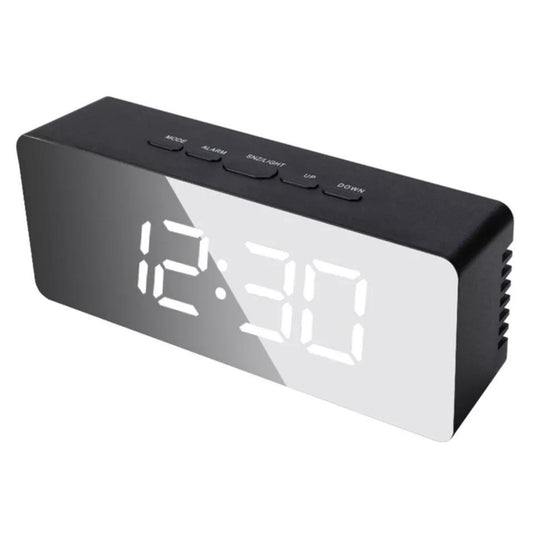 Black LED Digital Alarm Clock Snooze Temperature Time USB Battery