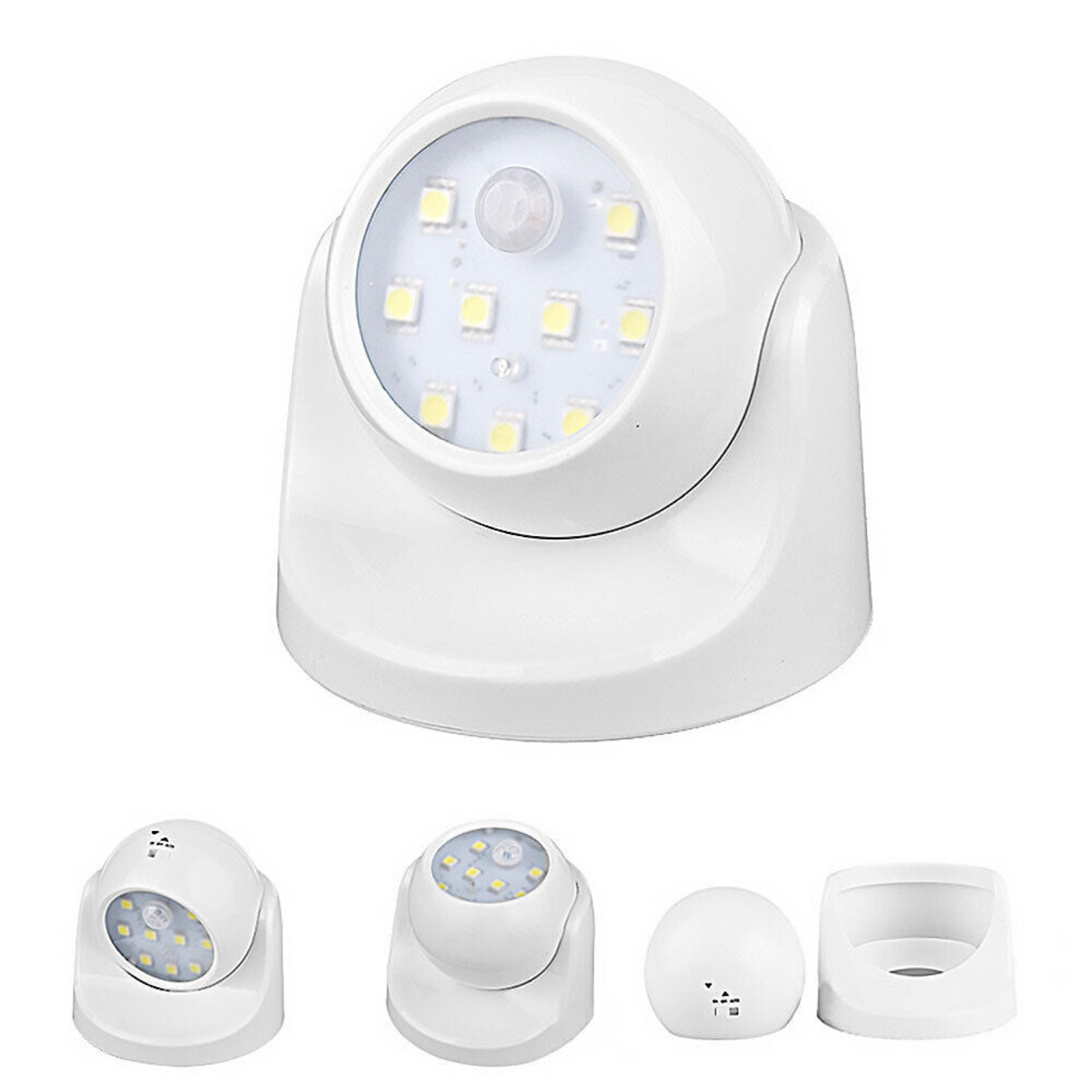White Motion Sensor Security LED Light 360° Battery Operated Indoor Outdoor