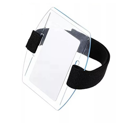 Photo Badge Clear Elastic Strap Vertical Armband Security ID Card Holder 1x