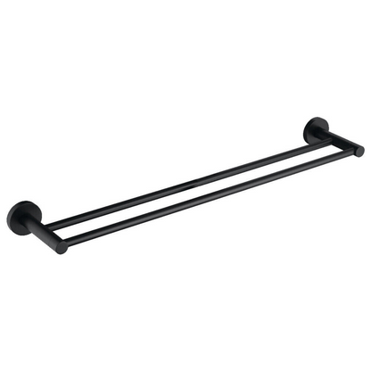 Bathroom Robe Hooks Towel Rail Racks Toilet Roll Holder 750mm Double Rail Black