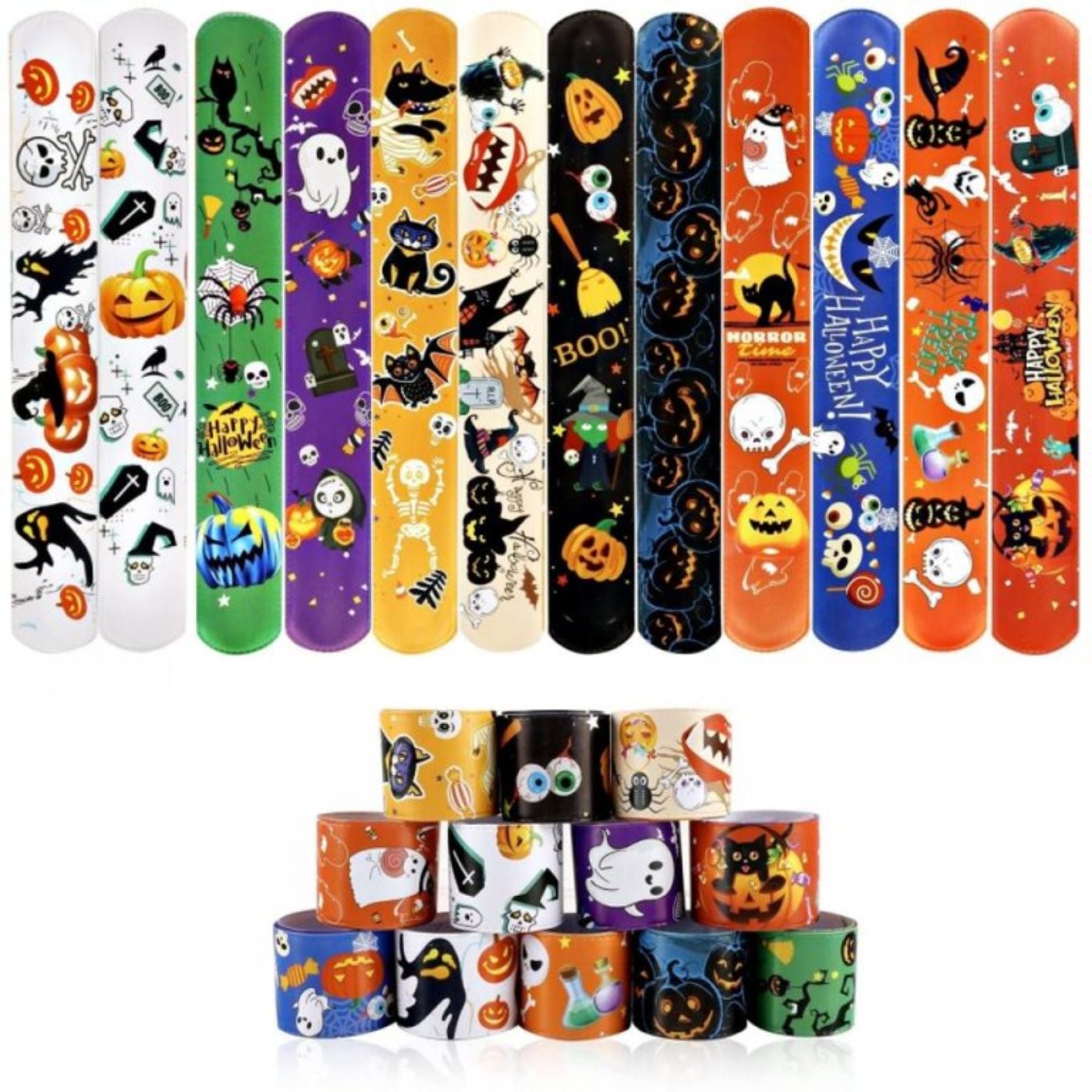 12x Kids Party Novelty Toys play Band Wrist Halloween Snap Slap Bands