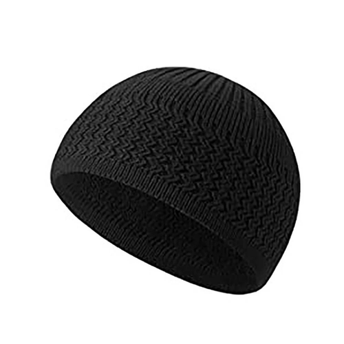 Winter Warm Knitted Hat Wool Thick Stretchy Soft Beanie Cap Black