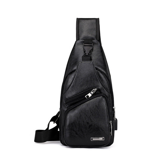 Anti Theft Crossbody Chest Pack Waterproof Bag Shoulder USB Charging Black