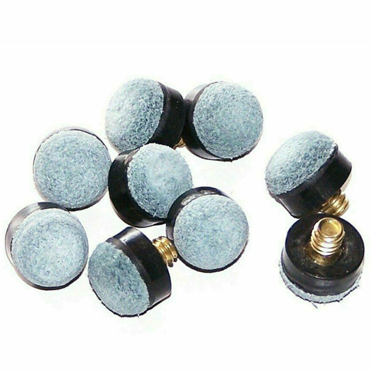 10x Pool Snooker Billiards Commercial Quality Soft Grey Cue Tips 10mm Screw Type