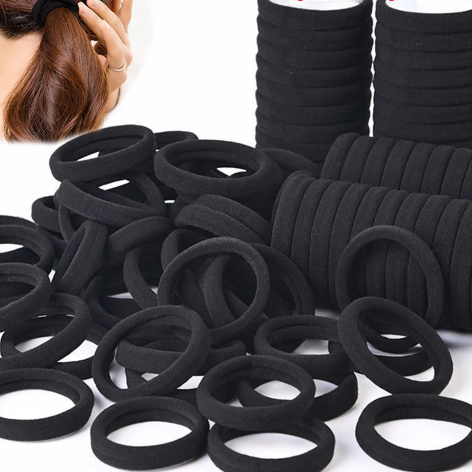 Elastic Hairband Ponytail Holder Black 50x Women Girls Hair Band Ties Rope Ring