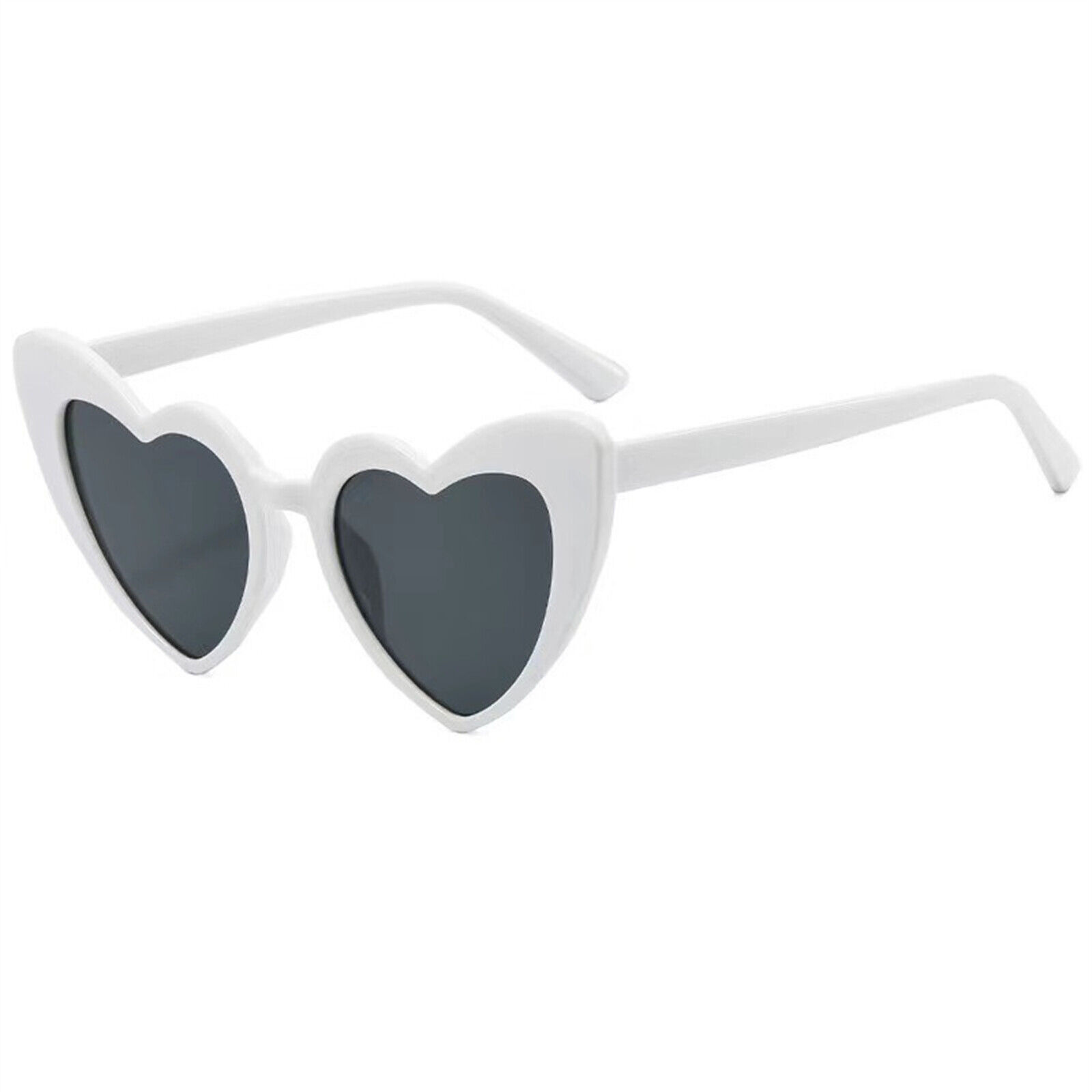 Retro Gradient Color Lens Eye Glasses Women LOVE Heart Shaped Sunglasses  White