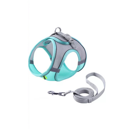 Collars Strap Cat Leash Pet Dog Harness Adjustable Reflective Mint Green (M)