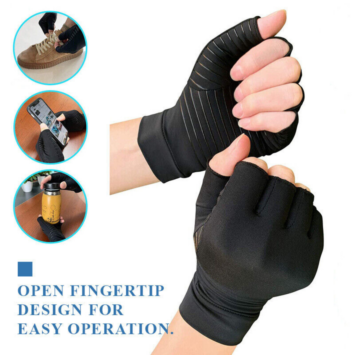 Large Gloves Hand Wrist Compression Copper Hand Wrist Brace Finger
