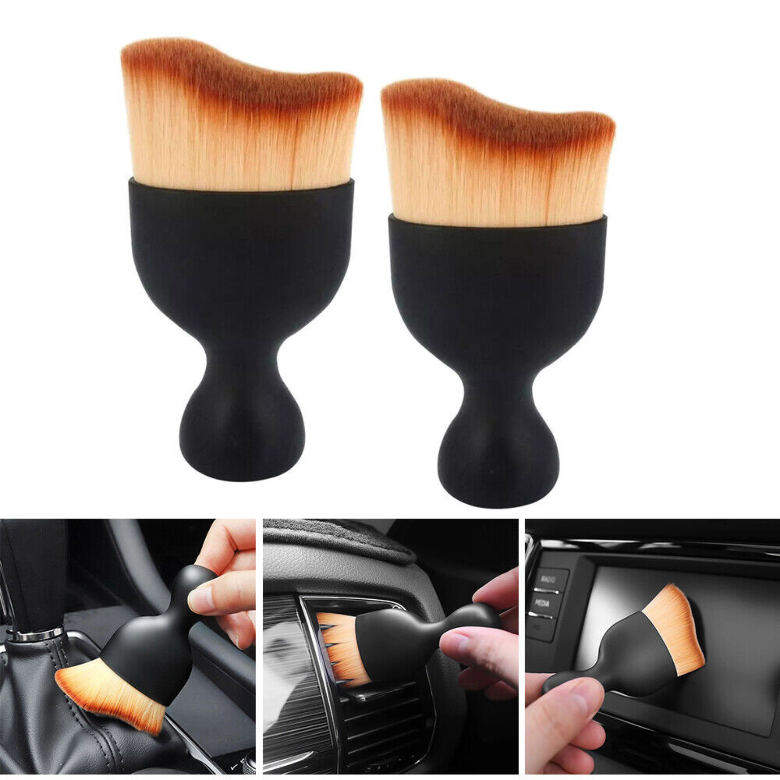Soft Bristle Brush Instrument 2x Car Interior Cleaning Panel Crevice Dust Clean