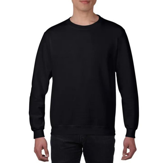 Unisex Plain Pullover Fleece Adult Crew Neck Sweater Mens Long Sleeve Black S