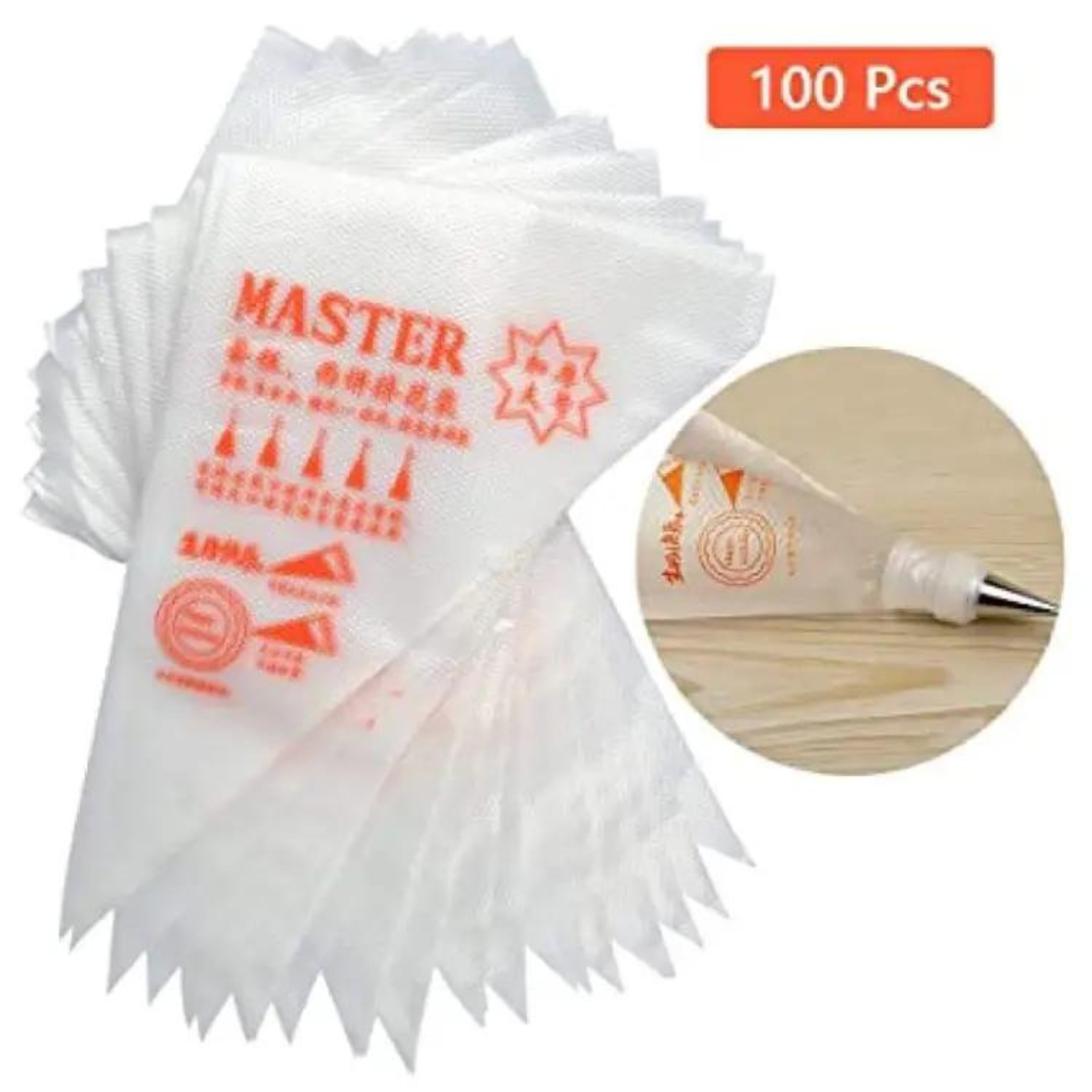 100pcs Large Piping Bags Plastic Disposable Pastry Decor Icing Frosting
