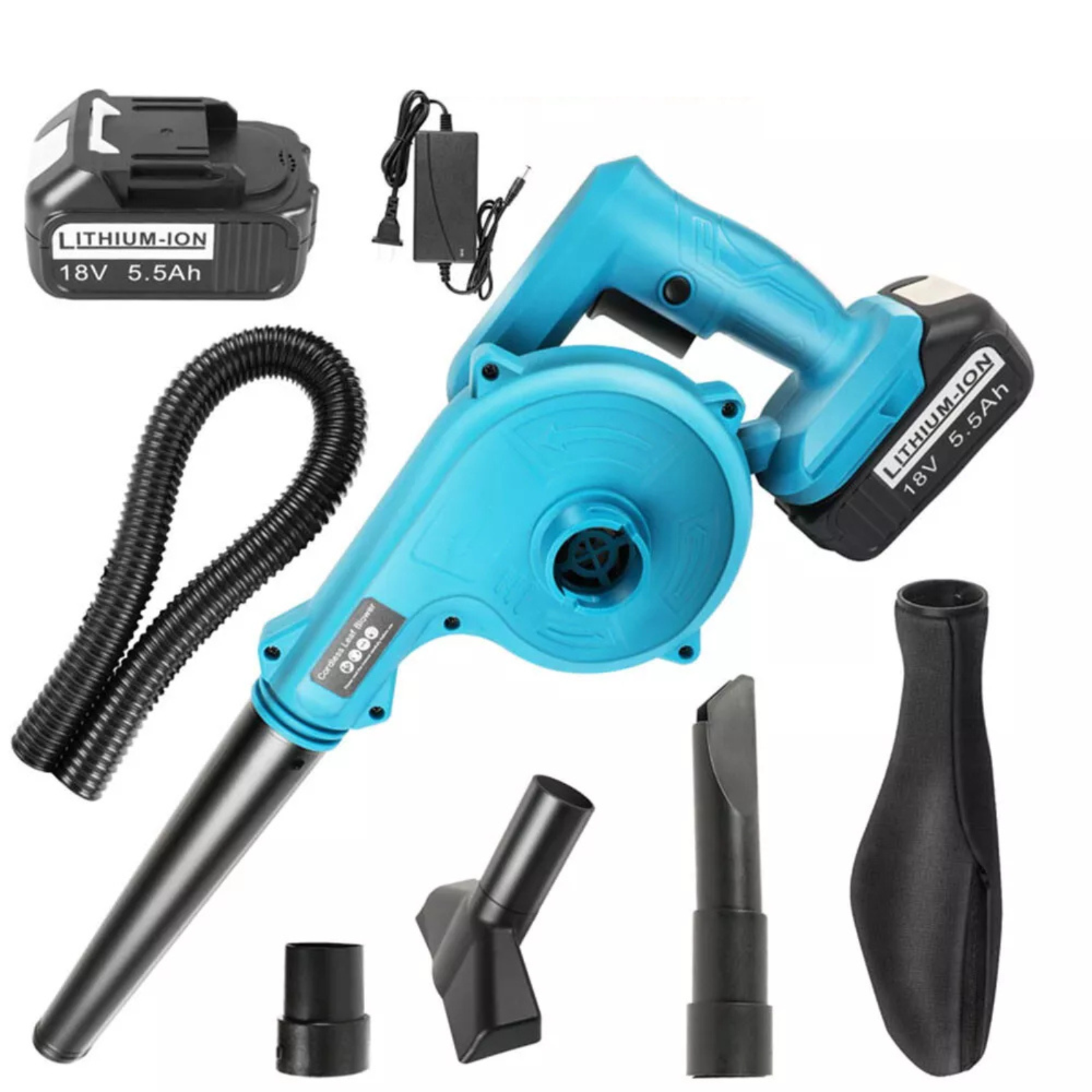 Blower with 2 Battery & Charger Car Dust Vacuum Cordless Electric Leaf Blower