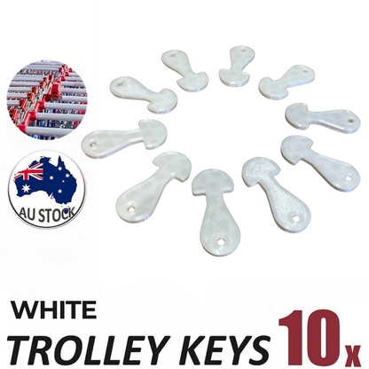 10x Trolley Token Shopping Cart Token Removable Trolley Token White