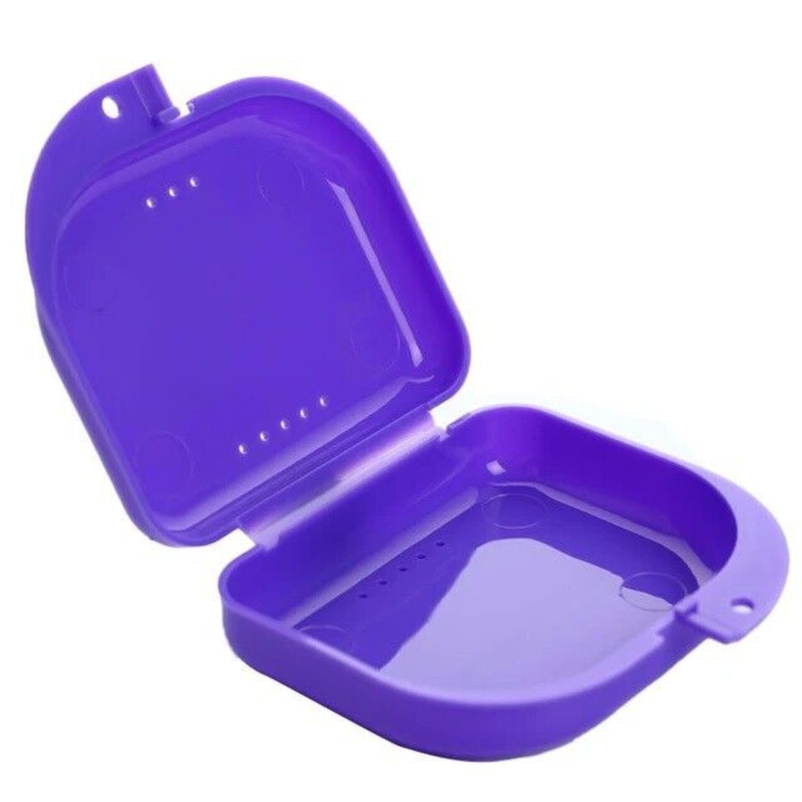 Denture Dental Case Guard Storage Orthodontic Retainer Box Teeth Mouth Purple