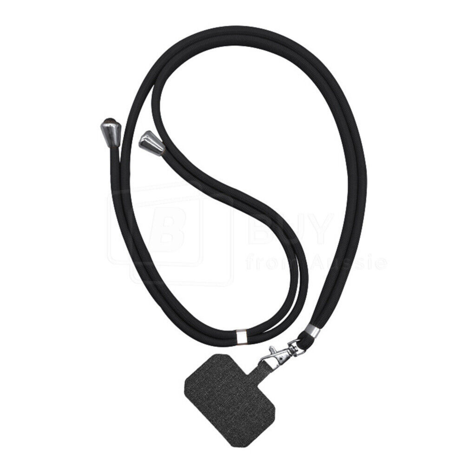 Adjustable Hanging Neck Strap With Patch Fashion Black Universal Phone Lanyard