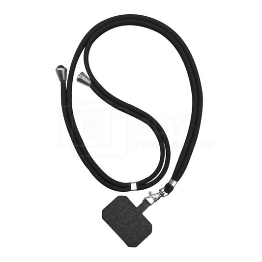 Adjustable Hanging Neck Strap With Patch Fashion Black Universal Phone Lanyard