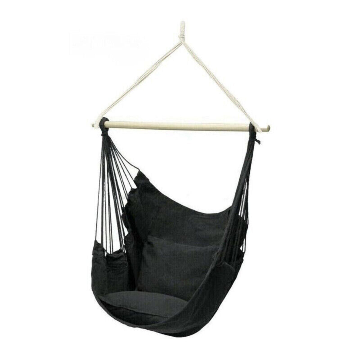 Hanging Soft Hammock Chair Portable Black Outdoor Garden Camping Swing