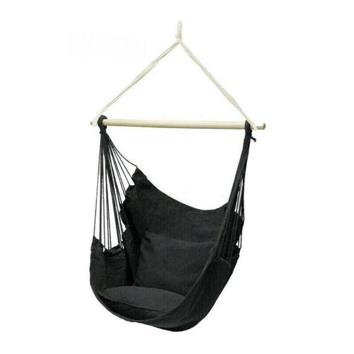 Hanging Soft Hammock Chair Portable Black Outdoor Garden Camping Swing