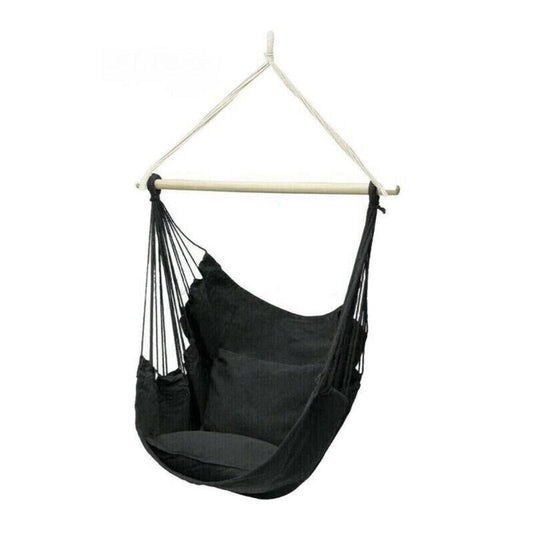 Hanging Soft Hammock Chair Portable Black Outdoor Garden Camping Swing