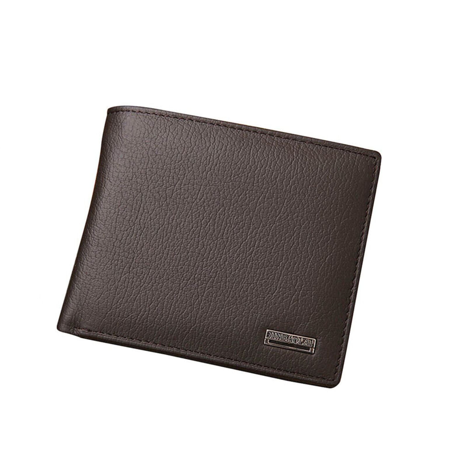 Coin Purse Wallet Genuine Mens Leather Wallet Multiple Card Slots Cowhide Coffee