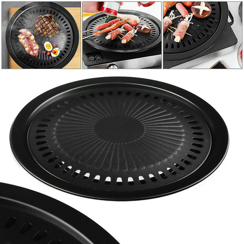 Korean BBQ Grill Pan Non Stick 30cm Portable Iron Coating Gas Stove Pan Round
